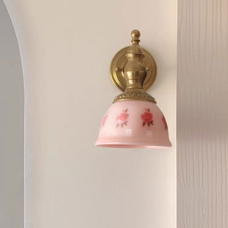 French Dome Copper Resin Glass 1-Light Wall Sconce Lamp