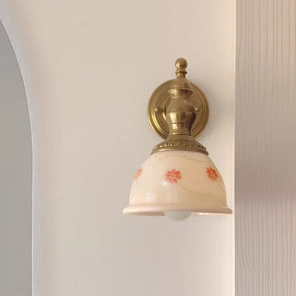 French Dome Copper Resin Glass 1-Light Wall Sconce Lamp