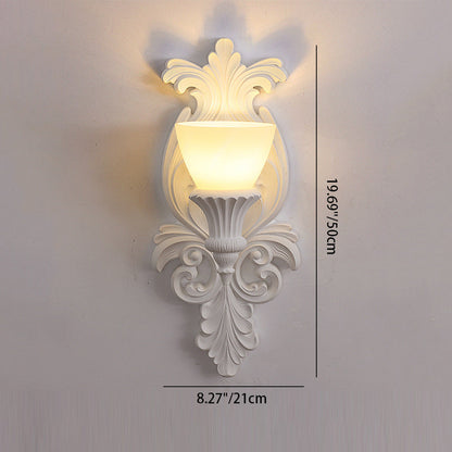 French Cup Plaster Glass 1-Light Wall Sconce Lamp