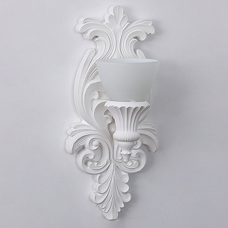 French Cup Plaster Glass 1-Light Wall Sconce Lamp