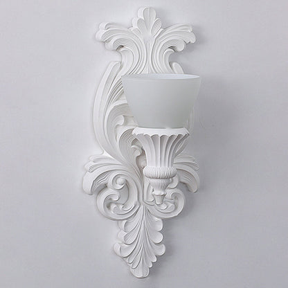 French Cup Plaster Glass 1-Light Wall Sconce Lamp
