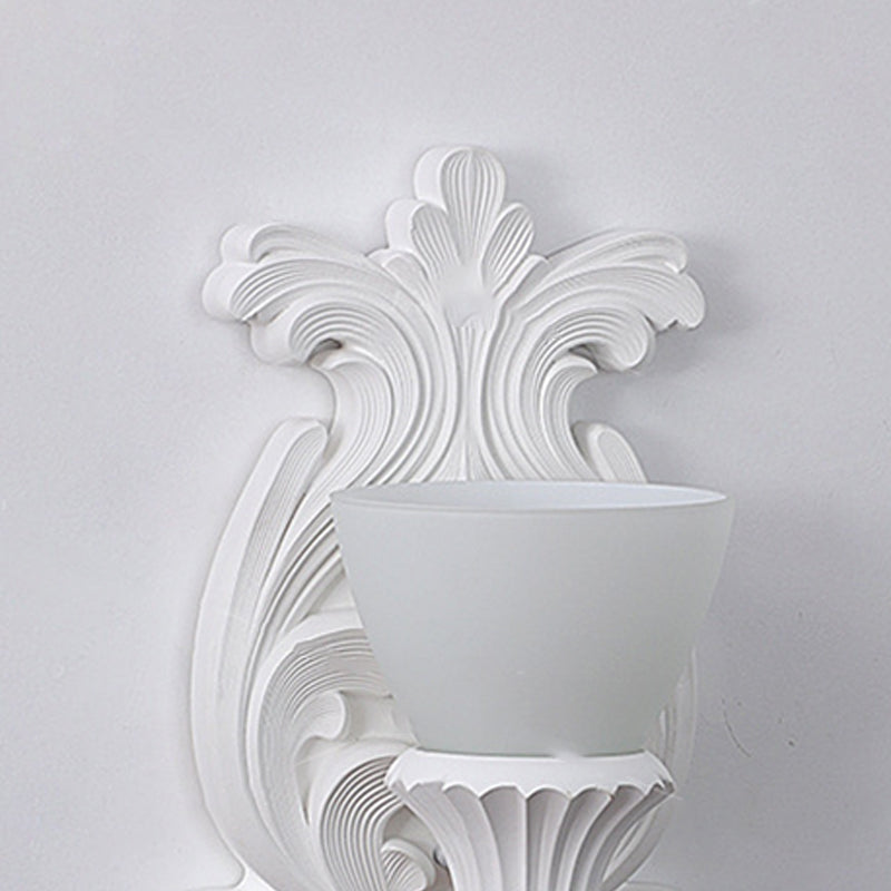 French Cup Plaster Glass 1-Light Wall Sconce Lamp