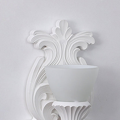 French Cup Plaster Glass 1-Light Wall Sconce Lamp