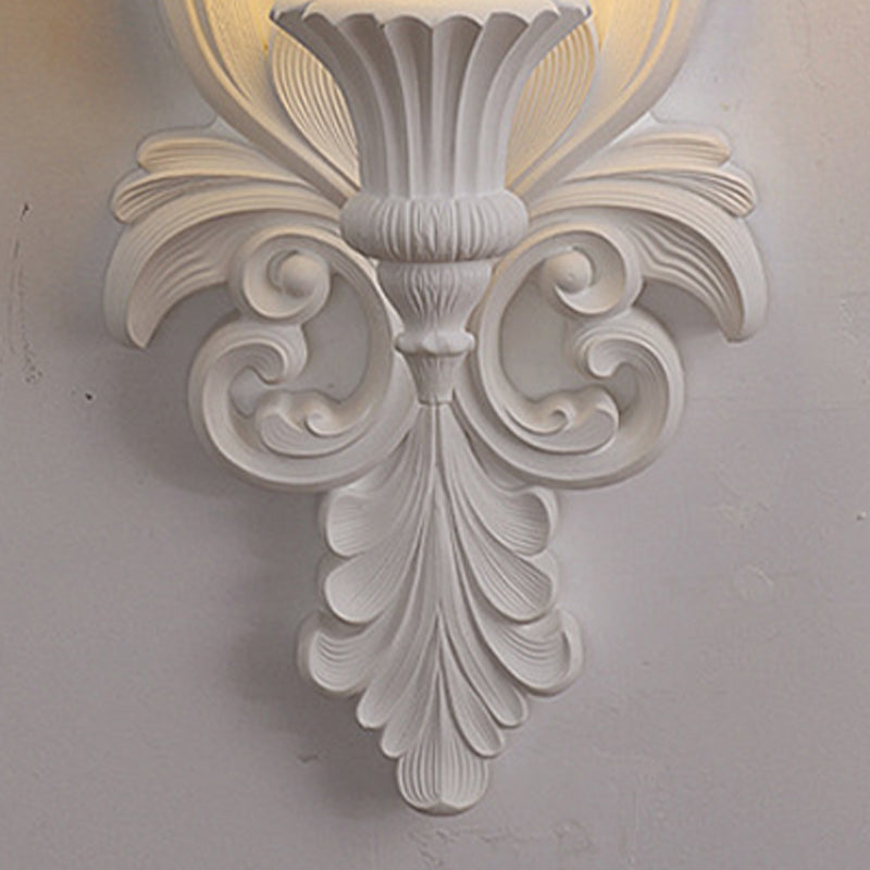 French Cup Plaster Glass 1-Light Wall Sconce Lamp
