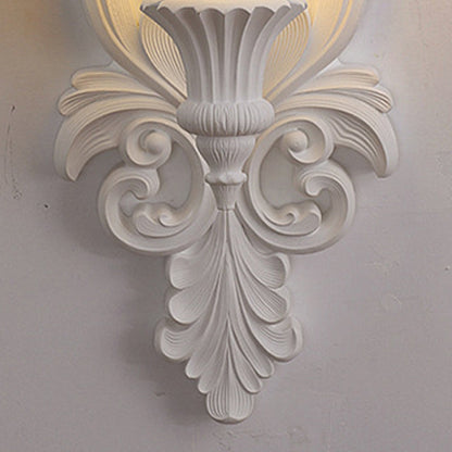 French Cup Plaster Glass 1-Light Wall Sconce Lamp