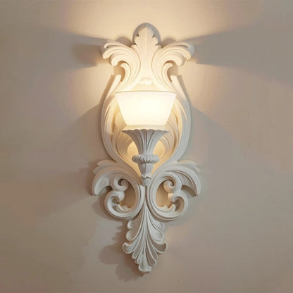 French Cup Plaster Glass 1-Light Wall Sconce Lamp