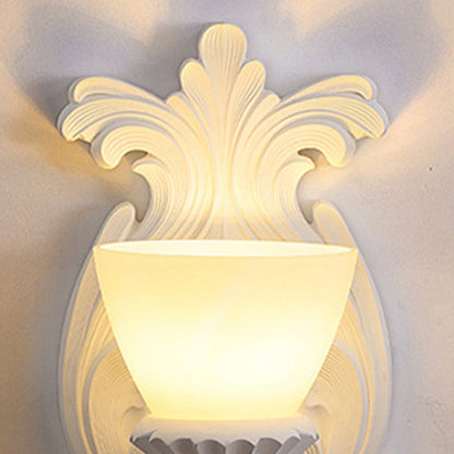 French Cup Plaster Glass 1-Light Wall Sconce Lamp