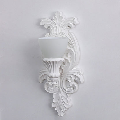 French Cup Plaster Glass 1-Light Wall Sconce Lamp