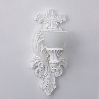 French Cup Plaster Glass 1-Light Wall Sconce Lamp