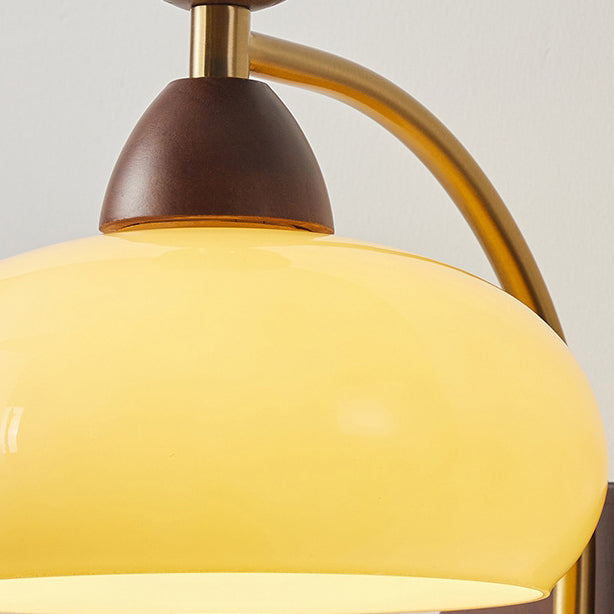 Globe Copper Wood Glass 1-Light Wall Sconce Lamp