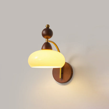 Globe Copper Wood Glass 1-Light Wall Sconce Lamp