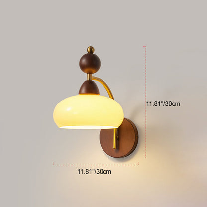Globe Copper Wood Glass 1-Light Wall Sconce Lamp
