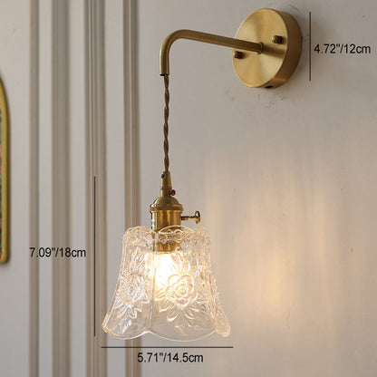 Japanese Drum Copper Glass 1-Light Wall Sconce Lamp