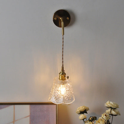 Japanese Drum Copper Glass 1-Light Wall Sconce Lamp