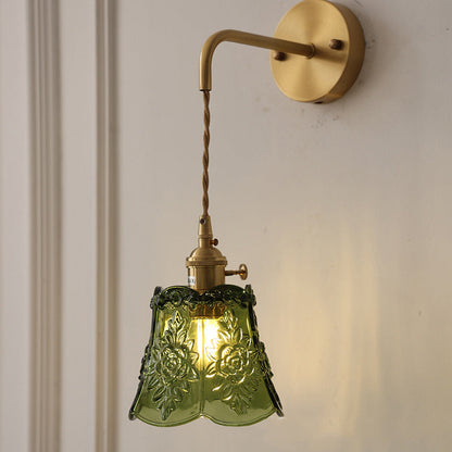Japanese Drum Copper Glass 1-Light Wall Sconce Lamp