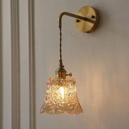 Japanese Drum Copper Glass 1-Light Wall Sconce Lamp