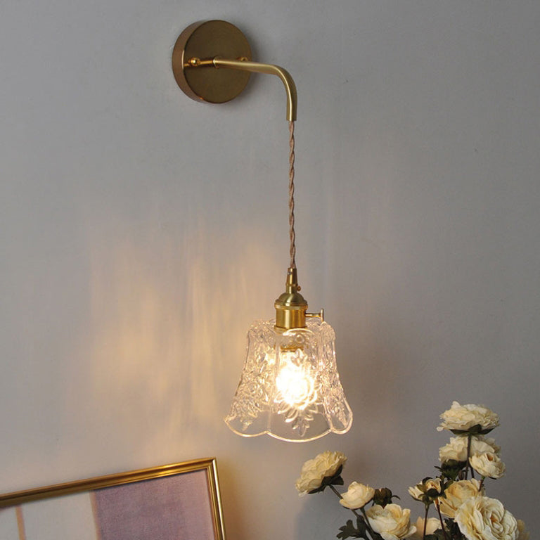 Japanese Drum Copper Glass 1-Light Wall Sconce Lamp