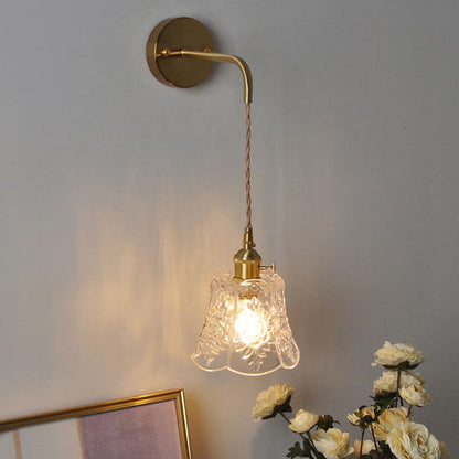 Japanese Drum Copper Glass 1-Light Wall Sconce Lamp
