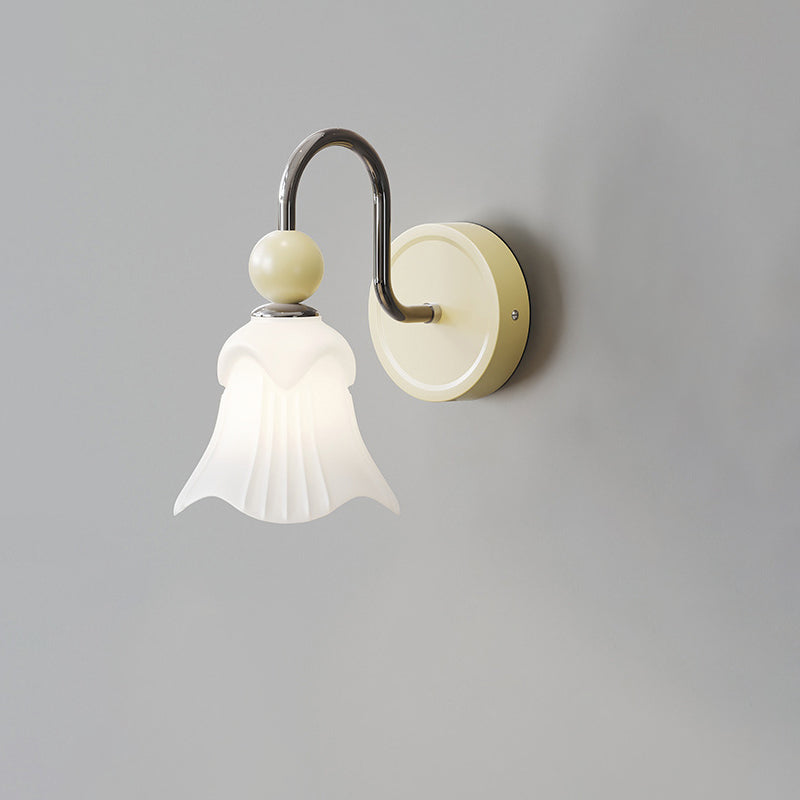 Nordic Iron Glass Flower Shape 1-Light Wall Sconce Lamp