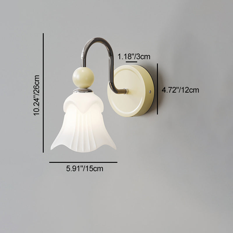 Nordic Iron Glass Flower Shape 1-Light Wall Sconce Lamp