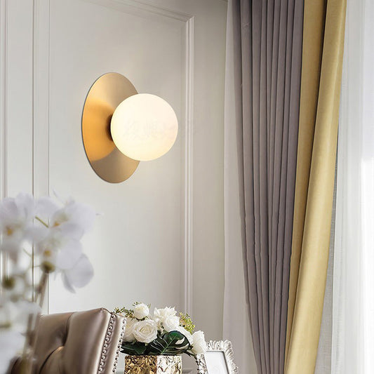 Creative Round Glass Iron 1-light Wall Sconce Lamp