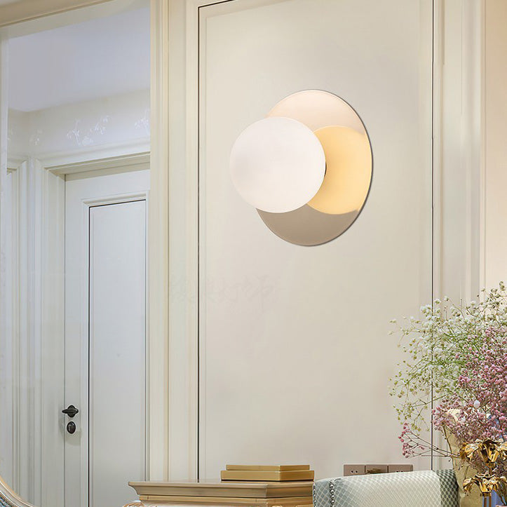 Creative Round Glass Iron 1-light Wall Sconce Lamp