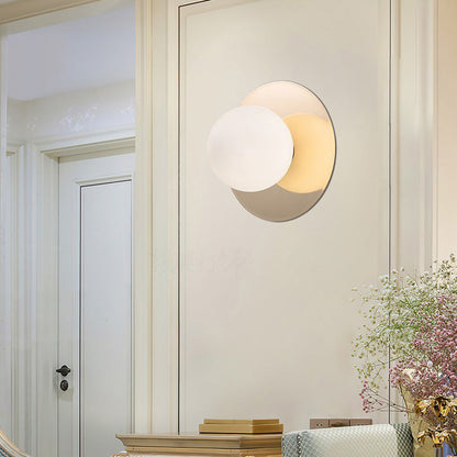 Creative Round Glass Iron 1-light Wall Sconce Lamp