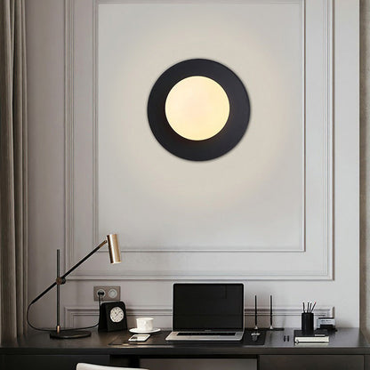 Creative Round Glass Iron 1-light Wall Sconce Lamp