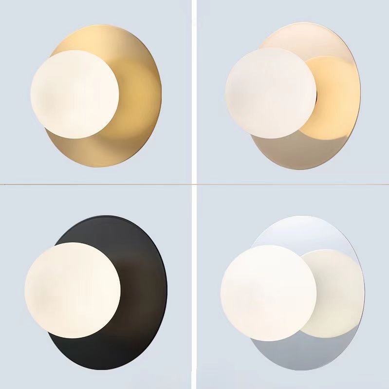 Creative Round Glass Iron 1-light Wall Sconce Lamp