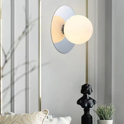 Creative Round Glass Iron 1-light Wall Sconce Lamp