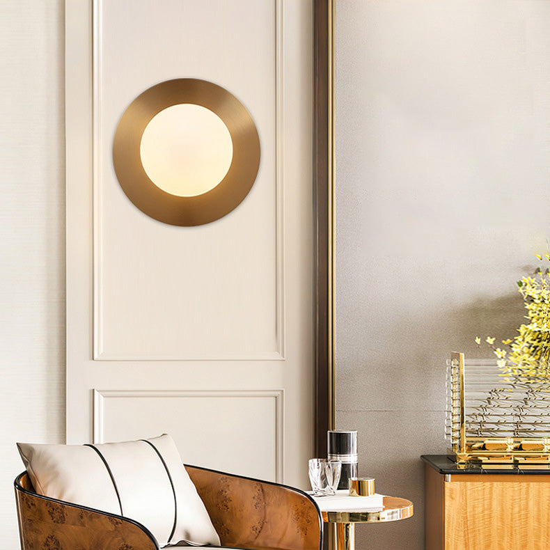 Creative Round Glass Iron 1-light Wall Sconce Lamp