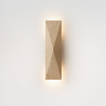 Outdoor Rectangular Yellow Travertine LED Wall Sconce Lamp