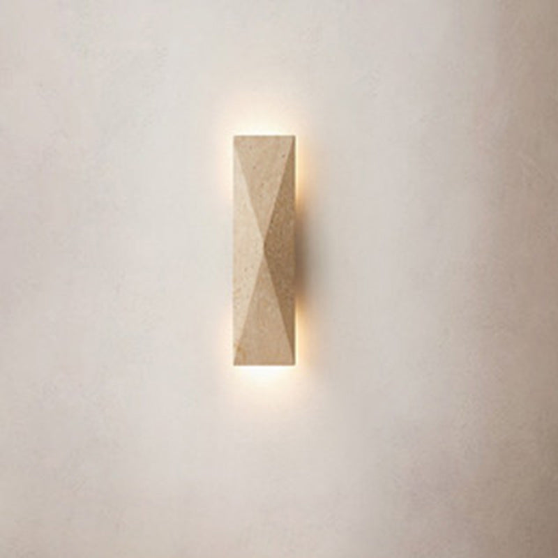 Outdoor Rectangular Yellow Travertine LED Wall Sconce Lamp