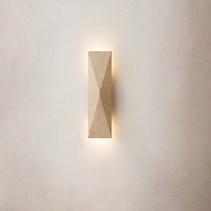 Outdoor Rectangular Yellow Travertine LED Wall Sconce Lamp