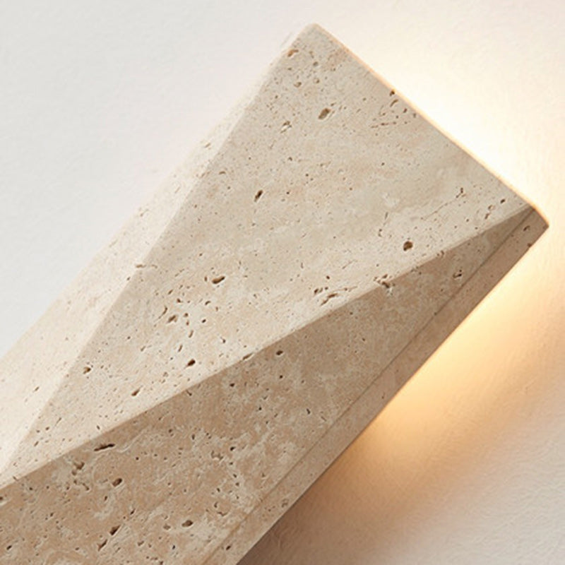 Outdoor Rectangular Yellow Travertine LED Wall Sconce Lamp