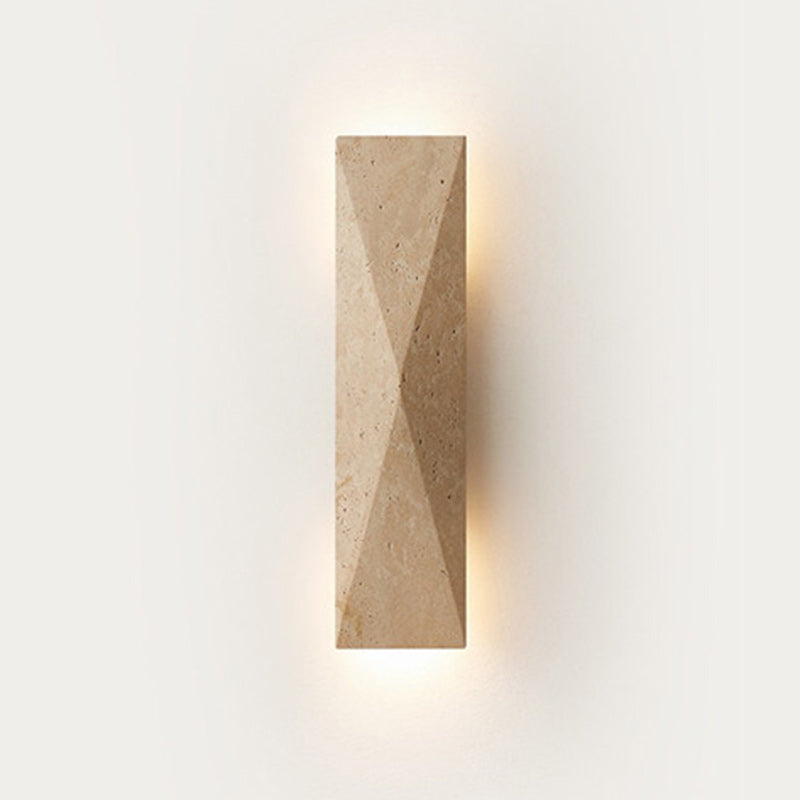 Outdoor Rectangular Yellow Travertine LED Wall Sconce Lamp