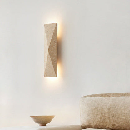 Outdoor Rectangular Yellow Travertine LED Wall Sconce Lamp