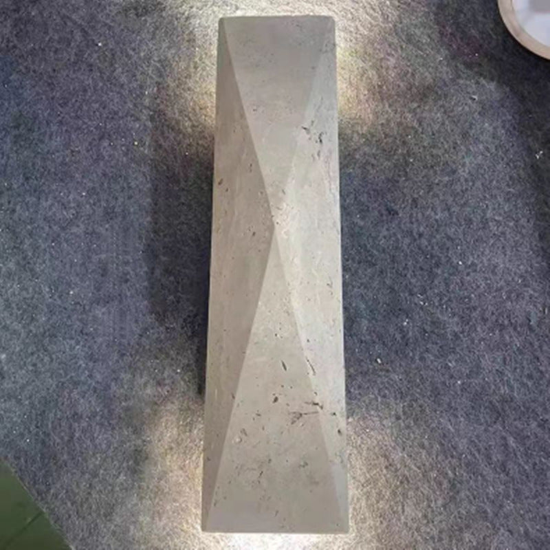 Outdoor Rectangular Yellow Travertine LED Wall Sconce Lamp