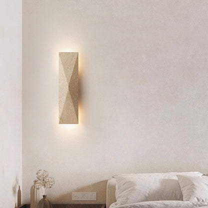 Outdoor Rectangular Yellow Travertine LED Wall Sconce Lamp