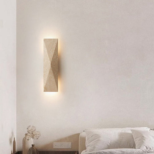Outdoor Rectangular Yellow Travertine LED Wall Sconce Lamp