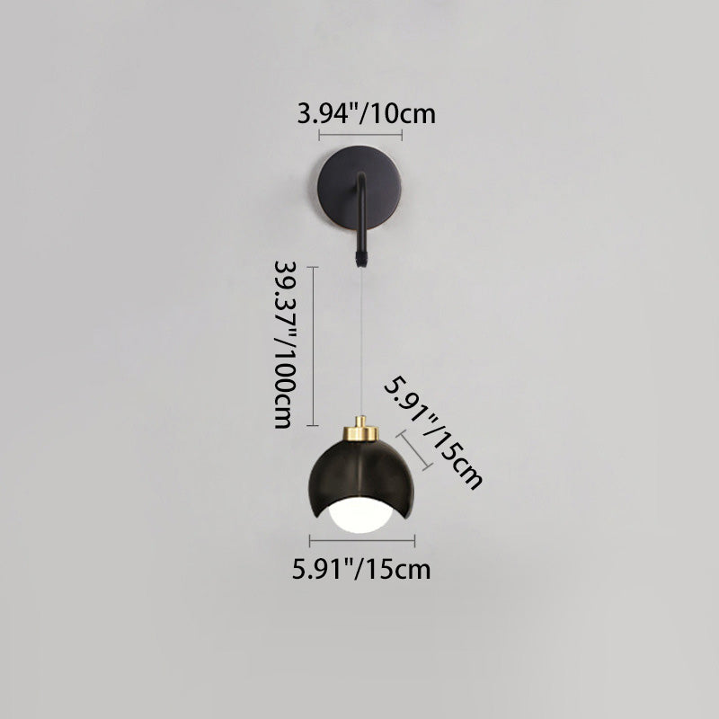 Scandinavian Spherical Glass Iron 1-Light Wall Sconce Lamp