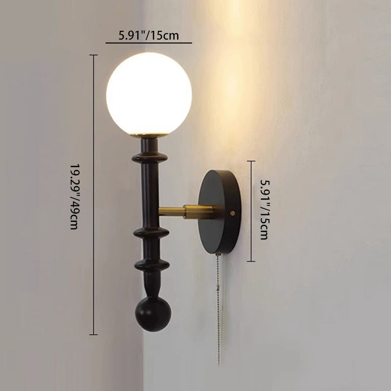Spindle-Shaped White Ash Wooden 1-Light Wall Sconce Lamp