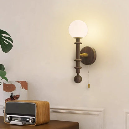 Spindle-Shaped White Ash Wooden 1-Light Wall Sconce Lamp