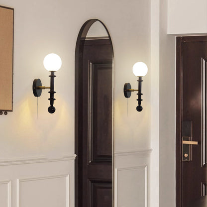 Spindle-Shaped White Ash Wooden 1-Light Wall Sconce Lamp