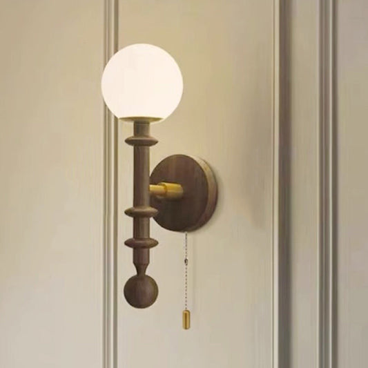 Spindle-Shaped White Ash Wooden 1-Light Wall Sconce Lamp