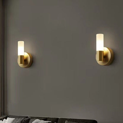 Deco Cylindrical Acrylic Copper 1/2 Light Wall Scone Lamp
