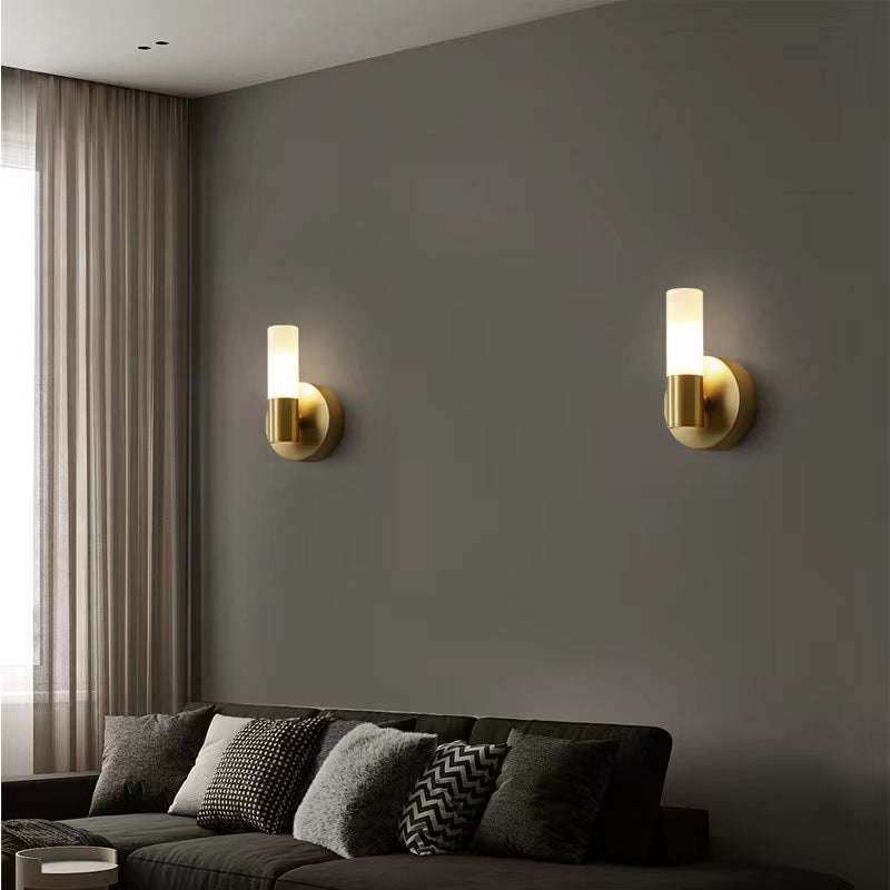 Deco Cylindrical Acrylic Copper 1/2 Light Wall Scone Lamp