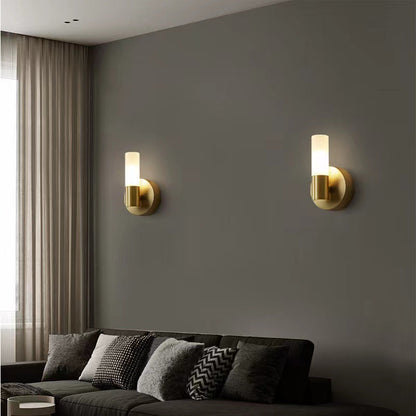 Deco Cylindrical Acrylic Copper 1/2 Light Wall Scone Lamp