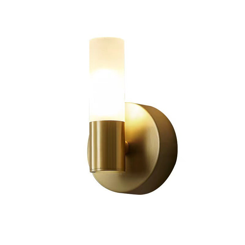 Deco Cylindrical Acrylic Copper 1/2 Light Wall Scone Lamp