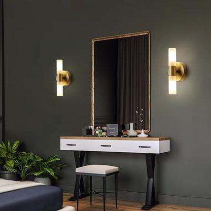 Deco Cylindrical Acrylic Copper 1/2 Light Wall Scone Lamp